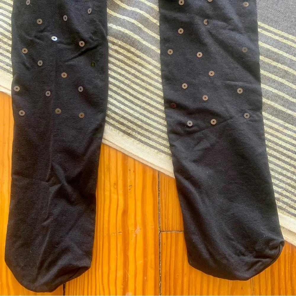 NWOT Sequin Sparkle Opaque Black Tights